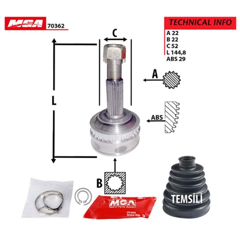AKS KAFASI DIŞ VECTRA B ASTRA F CORSA B ABS Lİ 1,6 9699