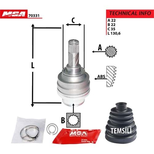 İÇ AKS KAFASI ASTRA F/G VECTRA B 1,4 1,6 ASTRA J A16XER