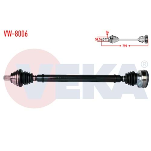 AKS KOMPLE SAĞ GOLF5-A3-JETTA-LEON-ALTEA 1.6 BSE-BGU-BSF 04->